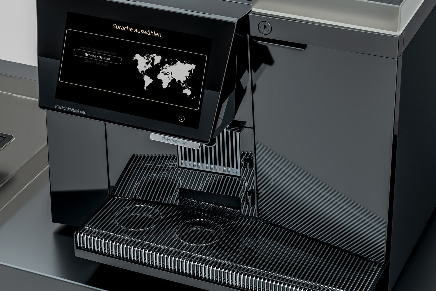 Coffee machine with language selection Display