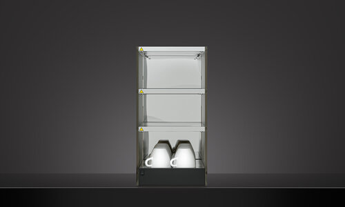 Cup warmer with coffee cups on a black background